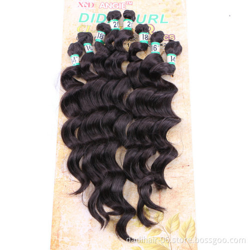 Adorable cheap premium fiber dida curly 8pcs hair weave,natural hair body wave 8/lot synthetic hair extensions for black